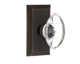 Nostalgic 640697080512 Warehouse Studio Plate With Oval Clear Crystal Glass Knob Double Du