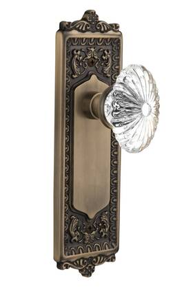 Nostalgic 640697089454 Warehouse Egg And Dart Plate With Oval Fluted Crystal Glass Knob Passage - 2.7