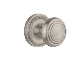 Nostalgic 640697096346 Warehouse Rope Rosette With Deco Knob Passage - 2.75 Inch Satin Nickel