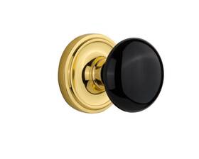 Nostalgic 640697101002 Warehouse Classic Rosette Black Porcelain Door Knob