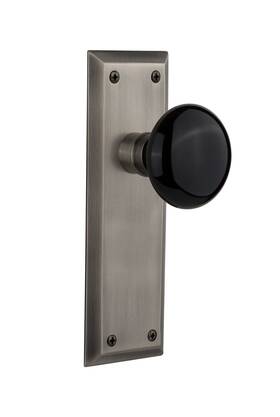 Nostalgic 640697101187 Warehouse New York Plate And Interior Black Porcelain Round Door Knob