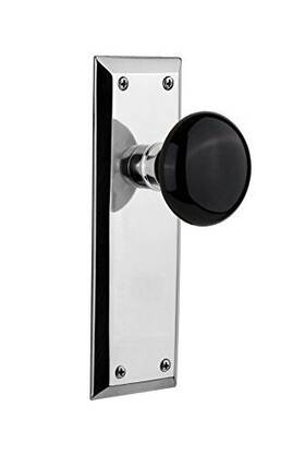 Nostalgic 640697101194 Warehouse 710119 New York Plate And Interior Black Porcelain Round Door Knob S