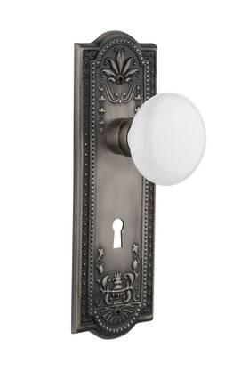 Nostalgic 640697114323 Warehouse Meadows Plate With Keyhole White Porcelain Knob Passage -