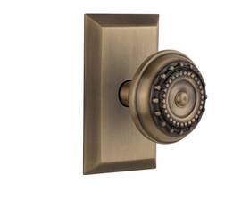 Nostalgic 640697132297 Warehouse Studio Plate With Meadows Knob Passage - 2.375 Inch Antique Brass