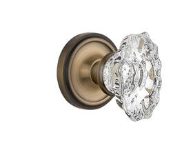 Nostalgic 640697137148 Warehouse Classic Rosette With Chateau Door Knob Single Dummy Antique Brass
