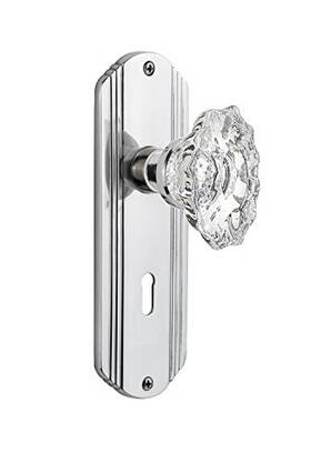 Nostalgic 640697139715 Warehouse Deco Plate With Keyhole Chateau Knob Privacy - 2.375 Inch Bright Chrome