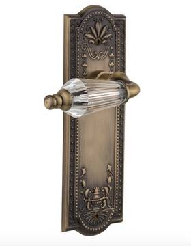 Bn40 Nostalgic 640697144764 Nostalgicwarehouse Meadows Plate With Parlor Lever Privacy Mortise Antique Brass
