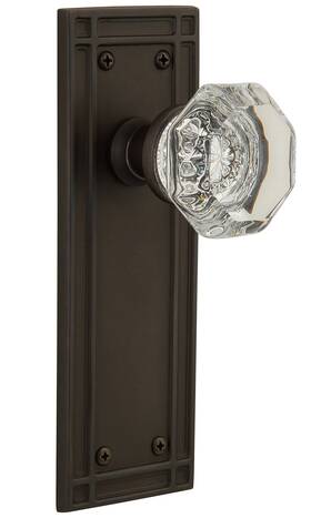 Nostalgic 640697159607 Warehouse Mission Plate With Waldorf Crystal Knob Single Dummy Oil-rubbed B