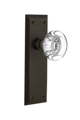 Nostalgic 640697173986 Warehouse New York Plate With Round Clear Crystal Glass Knob Privacy - 2.75 Inch