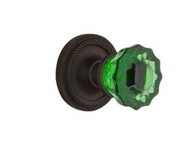 Nostalgic 640697225661 Warehouse 722566 Rope Rosette Single Dummy Crystal Emerald Glass Door