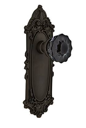 Nostalgic 640697273327 Warehouse 727332 Victorian Plate Privacy Crystal Black Glass Door K