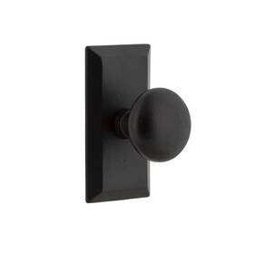 Nostalgic 640697572390 Ageless Iron Vale Plate Passage With Keep Knob In Black - Universal Handing