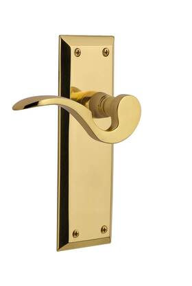 Nostalgic 640697629964 Warehouse New York Plate Privacy Manor Lever In Polished Brass