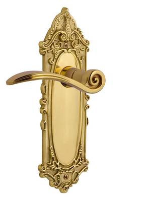 Nostalgic 640697649238 Warehouse Victorian Plate Privacy Swan Lever In Polished Brass