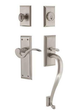 Nostalgic 640697676524 Warehouse New York Plate S Grip Entry Set Manor Lever In Satin Nickel