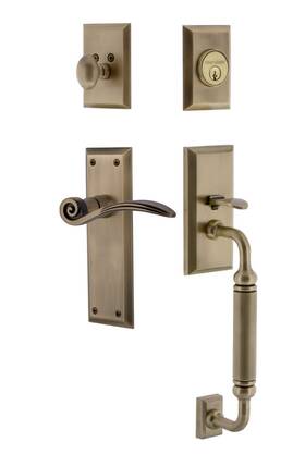 Nostalgic 640697682532 Warehouse New York Plate C Grip Entry Set Swan Lever In Antique Brass