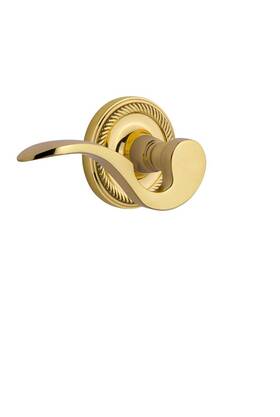 Nostalgic 640697731193 Warehouse Rope Rose Privacy Manor Lever In Unlacquered Brass