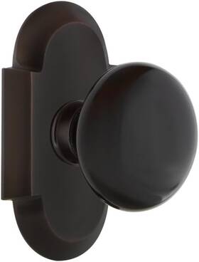 701643 Nostalgic Warehouse Cottage Plate Privacy Black Porcelain Door Knob Bronze