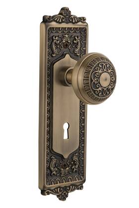 701906 Nostalgic Warehouse Egg And Dart Plate With Keyhole Knob Single Dummy Antiqu
