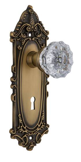Nostalgic 702093 Warehouse Victorian Plate Keyhole Interior Crystal Door Knob