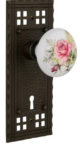 703830 Nostalgic Warehouse Craftsman Plate Interior Mortise White Rose Porcelain Doo