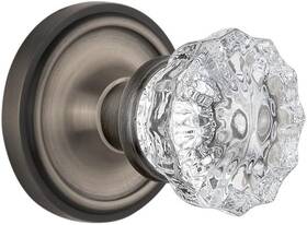 Passage-2.375 Nostalgic 704728 Warehouse Rosette Crystal Door Knob Antique Pewter