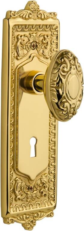 705242 Nostalgic Warehouse Egg And Dart Plate Keyhole Victorian Knob Single Dummy Brass