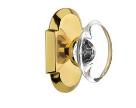 708576 Nostalgic Warehouse Cottage Plate With Oval Clear Crystal Glass Door Knob Passage - 2