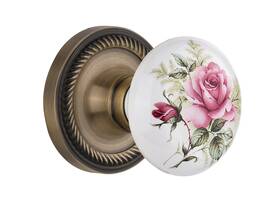 Privacy-2.375 Nostalgic 711196 Warehouse Inch Antique Brass Rope Rosette With White Rose Po