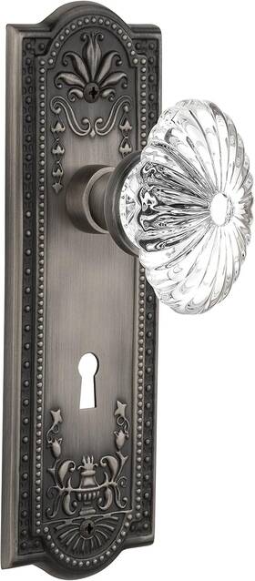712021 Nostalgic 711485 Warehouse Double Dummy Antique Pewter Meadows Plate Glass Knob