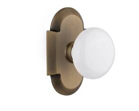 712985 Nostalgic Warehouse Cottage Plate With White Porcelain Knob Privacy - 2.375 Inch