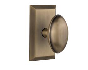 713222 Nostalgic Warehouse Studio Plate With Homestead Knob Passage - 2.375 Inch Antique