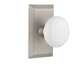 Privacy-2.375 Nostalgic 713398 Warehouse Studio Plate And White Porcelain Door Knob In