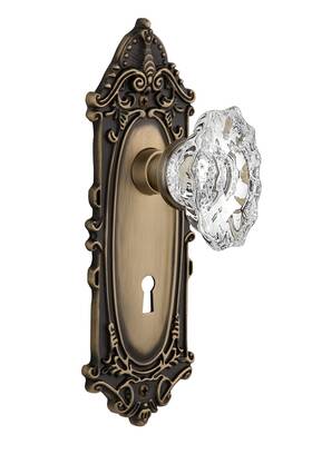 713957 Nostalgic Warehouse Victorian Plate With Chateau Knob Privacy - 2.375 Inch Antique Brass