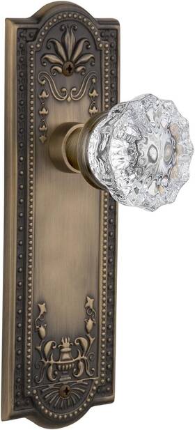 715102 Nostalgic Warehouse Meadows Plate Crystal Glass Knob Privacy 2.75 Brass