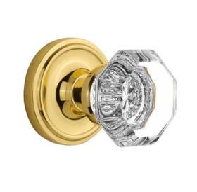 716828 Nostalgic Classic Rosette Waldorf Door Knob Passage Unlacquered Brass