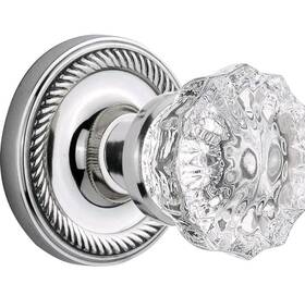 717608 Nostalgic Warehouse Rope Rosette With Crystal Door Knob Bright Chrome