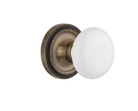 717712 Nostalgic Warehouse Rope Rosette With White Porcelain Knob Privacy - 2.75 Inch An