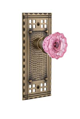 Passage-2.75 Nostalgic 720370 Warehouse Antique Brass Craftsman Plate Crystal Pink Gla Passage-2.75 Nostalgic 720370 Warehouse Antique Brass Craftsman Plate Crystal Pink Gla