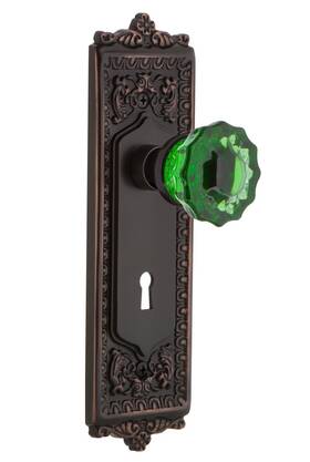 722817 Nostalgic Warehouse Egg And Dart Plate With Keyhole Single Dummy Crystal Emerald G