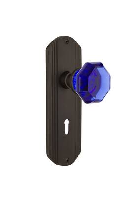 725426 Nostalgic Warehouse Deco Plate Waldorf Cobalt Door Knob In Oil-rubbed