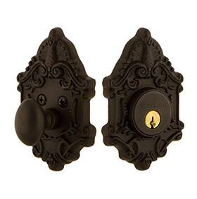 726058 Nostalgic Warehouse Victorian Plate Single Cylinder Deadbolt Door Knob
