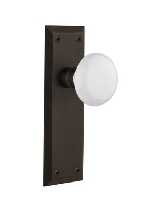 733103 Nostalgic Warehouse New York Plate And Interior White Porcelain Round Door Knob