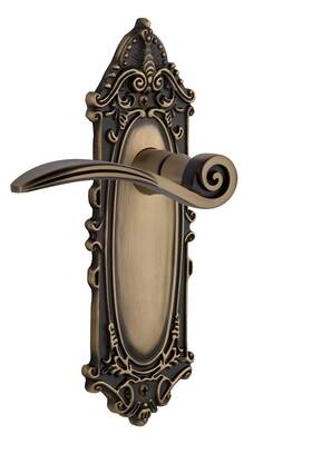 764329 Nostalgic Warehouse Victorian Plate Single Dummy Swan Lever In Antique Brass