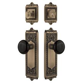 782100 Nostalgic Warehouse Egg And Dart Entry Set With Black Porcelain Knob In Antique