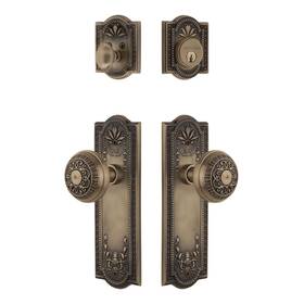 782344 Nostalgic Warehouse Meadows Entry Set Egg And Dart Knob Antique Brass 2 3/8 Inch