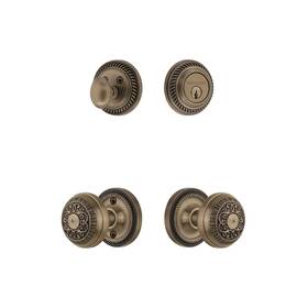 782890 Nostalgic Warehouse Rope Rosette Entry Set- Egg And Dart Knob In Antique Brass