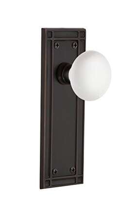 Nostalgic Warehouse 640697026992 Mission Plate Privacy White Porcelain Door Knob In Timele
