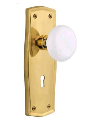 Nostalgic Warehouse 640697125435 Prairie Plate With Keyhole White Porcelain Knob Passage