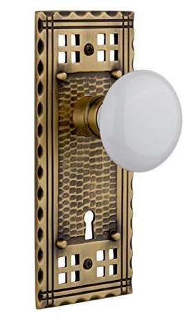Nostalgic Warehouse 640697155784 Craftsman Plate With Keyhole White Porcelain Knob Double Nostalgic Warehouse 640697155784 Craftsman Plate With Keyhole White Porcelain Knob Double